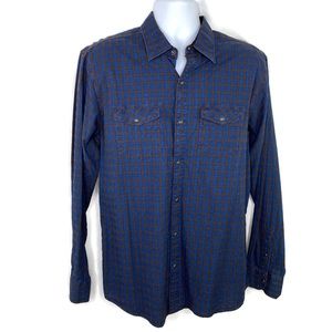 Age of Wisdom Blue and Black Stripped Western Snap Shirt New with TAGS Large